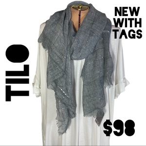 NWT Tilo Twilight Sequin Grey Scarf Hand Dyed